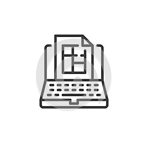 Online floor plan line icon