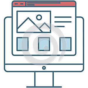 Online forum or blog web site page template vector icon