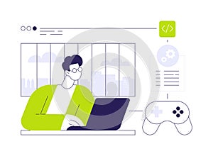 Online game development abstract concept vector illustration.