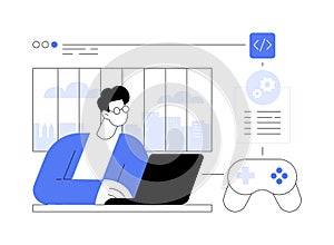 Online game development abstract concept vector illustration.