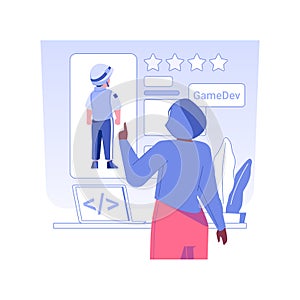 Online game development isolated concept vector illustration.