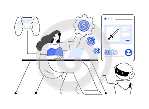 Online game monetization abstract concept vector illustration.