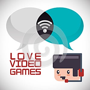 Online games character headset love bubbles message