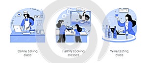 Online gastronomy classes isolated cartoon vector illustrations se photo