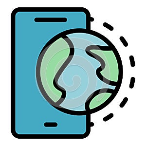 Online global data icon vector flat