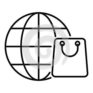 Online global store icon outline vector. Buy shop bags