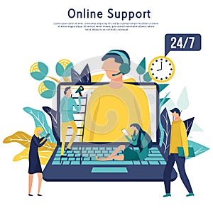 Online global technical support concept. Customer service, hotline operator