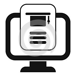 Online graduation diploma on computer screen icon vector