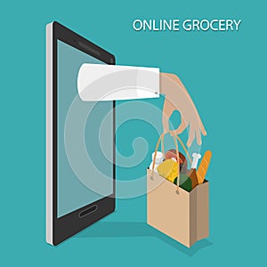 Online Grocery Ordering, Delivery Vector Concept.