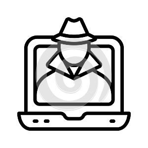 Online hacker line style icon is ready for premium use