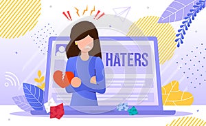 Online Hatters Victim Trendy Flat Vector Concept