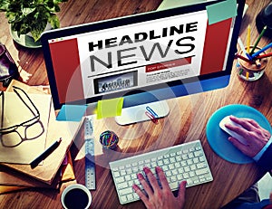 Online Headline News Internet Working Office Concept