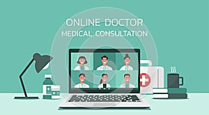 Online healthcare and medical consultation services concept