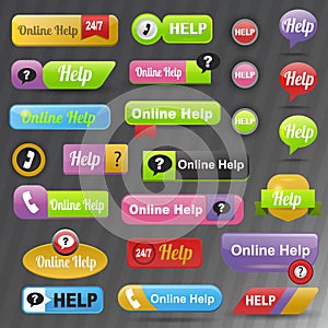 Online help buttons vector.