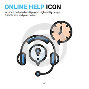 Online help icon vector with outline color style isolated on white background. Vector illustration service center sign symbol icon