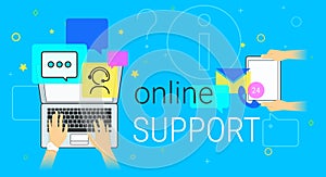 Online help and online support on laptop concept illustration