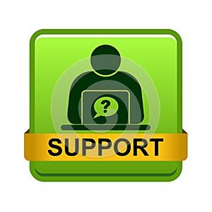 Online help support button green