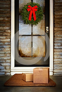 Online holiday gifts delivered to the door of home.