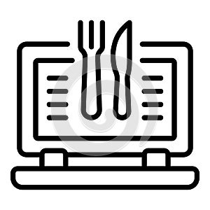 Online home delivery food icon, outline style