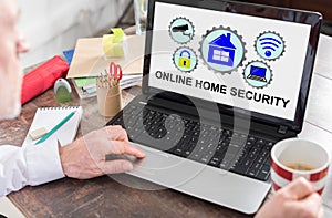 Online home security concept on a laptop screen