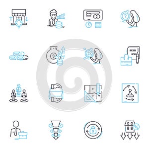 Online homes linear icons set. Connectivity, Accessibility, Convenience, Flexibility, Comfort, Security, Efficiency line