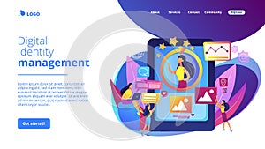 Online identity management concept landing page