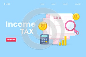 Online income tax return, accounting and financial calculation, company audit, digital  tax service concept.