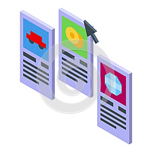 Online internet auction icon isometric vector. App computer