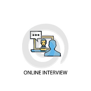 Online interview concept 2 colored icon