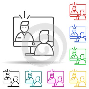 online interview multi color style icon. Simple thin line, outline vector of interview icons for ui and ux, website or mobile
