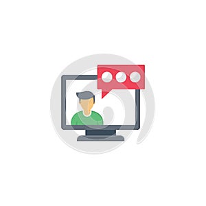 Online interview vector flat colour icon