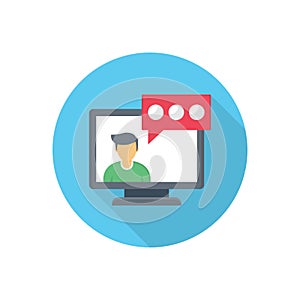 Online interview vector flat colour icon