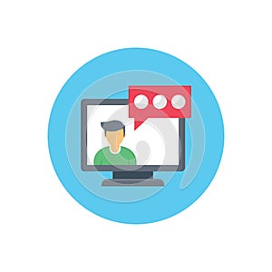 Online interview vector flat colour icon