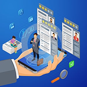 Online Isometric Employment and Hiring Concept