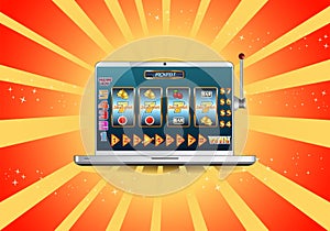 Online jackpot slot machine on laptop