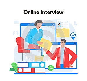 Online job interview concept. Idea of employment and hiring procedure.