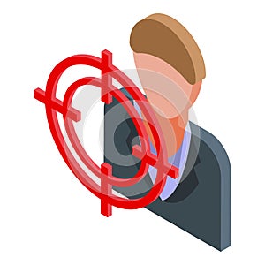 Online job search target icon, isometric style