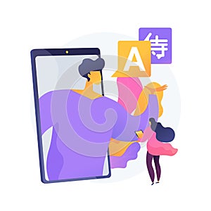Online language tutoring abstract concept vector illustration.