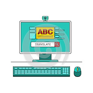 Online learn language concept with computer