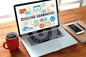 ONLINE LEARNING Connectivity Technology Coaching online Skills T photo