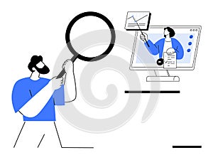 Online Learning and Data Analysis Concept with Characters Using Technology Tools