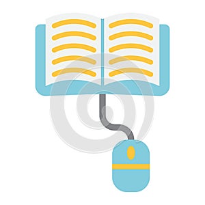 Online learning flat icon, education and internet
