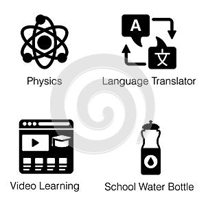 Online Learning glyph Icons Pack