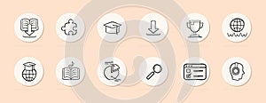 Online Learning Icon. E-learning, virtual education, distance learning, online courses, digital classrooms. Vector line icon for