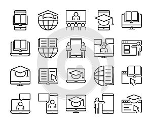 Online Learning icon. Online Education line icons set. Vector illustration.