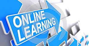 Online Learning - Inscription on the Blue Cursor. 3D.