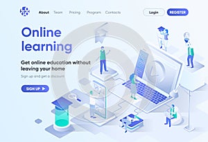 Online learning isometric landing page.