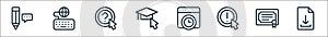 Online learning line icons. linear set. quality vector line set such as file, diploma, information, time, graduation, question,