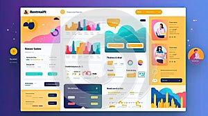 Online learning management system interface flat illustration - Generative AI.