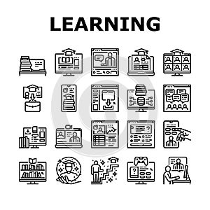 online learning platform web icons set vector